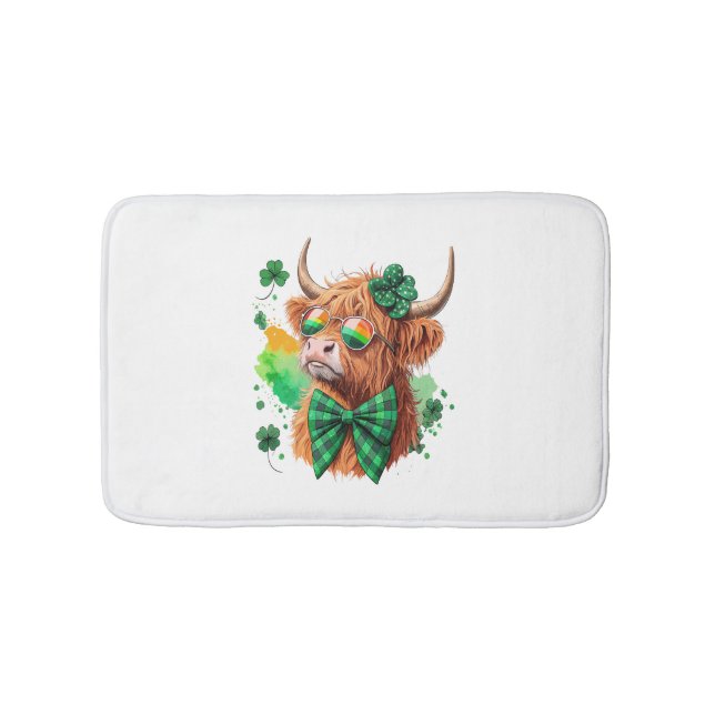 Tapis De Bain Highland Cow St Patrick's, Lucky Cow (Devant)
