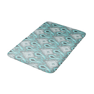 Tapis De Bain Hip Aqua Turquoise Ikat Tribal Art Motif