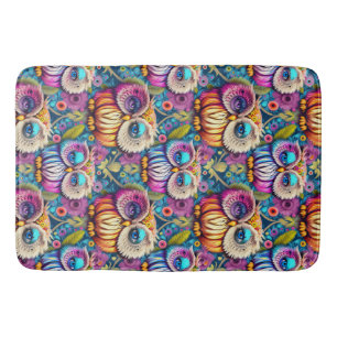 Tapis De Bain Hippie Trippy Chouette psychédélique colorée