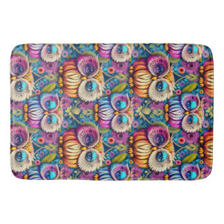 Tapis De Bain Hippie Trippy Chouette psychédélique colorée