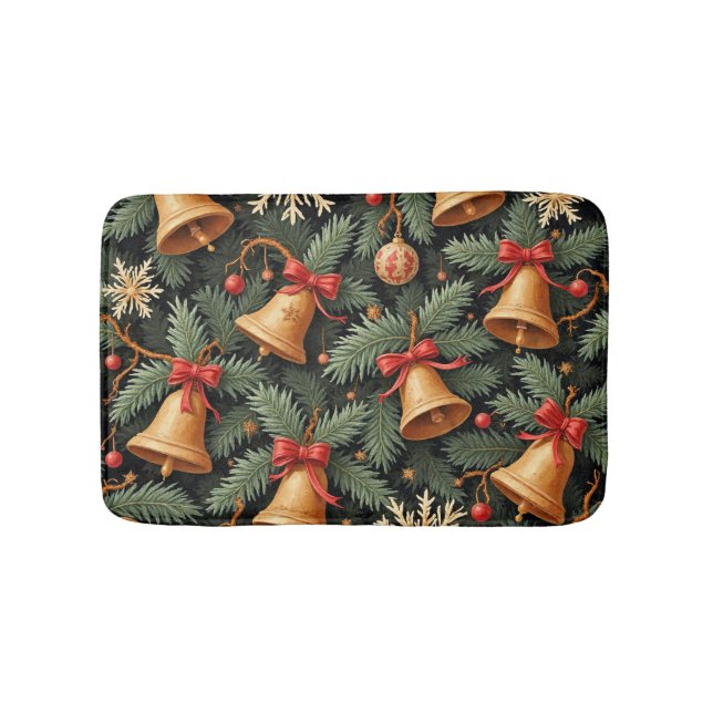 Tapis De Bain Holiday Christmas Bells Pattern, (Devant)