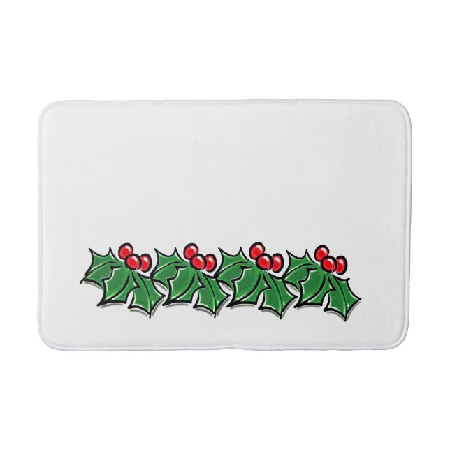 Tapis De Bain Holly Feuilles, Holly Berries, couronne de Noël (Devant)