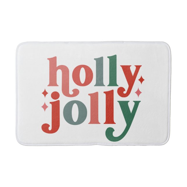 Tapis De Bain Holly Jolly - Typographie des Fêtes Rétro (Devant)