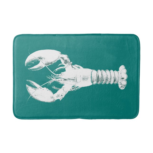 Tapis De Bain Homard blanc sur Turquoise / Turquoise (Devant)