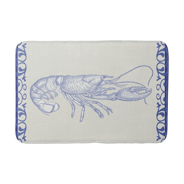 Tapis De Bain Homard bleu Beach Life sur crème (Devant)