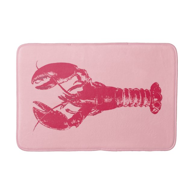 Tapis De Bain Homard Fuchsia sur rose clair (Devant)