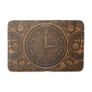 Tapis De Bain Horloge Art déco rétro rousty en vapeur Vintage