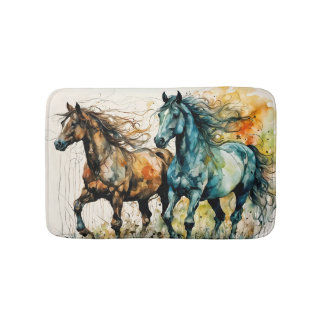 Tapis De Bain Horses in the Pasture