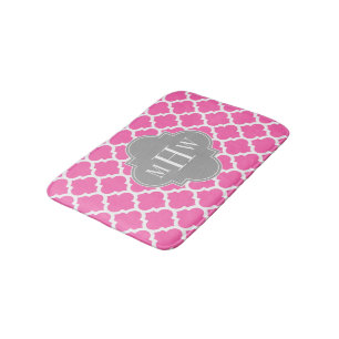 Tapis De Bain Hot Pink #2 Wht Moroccan #5 Dk Gray Name Monogram