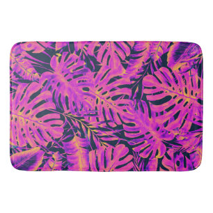 Tapis De Bain Hot rose & Navy Blue Tropical Palm Île Feuille
