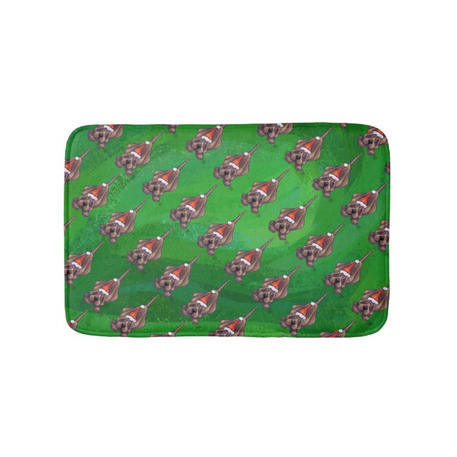 Tapis De Bain Hound Chien Noël sur Green (Devant)
