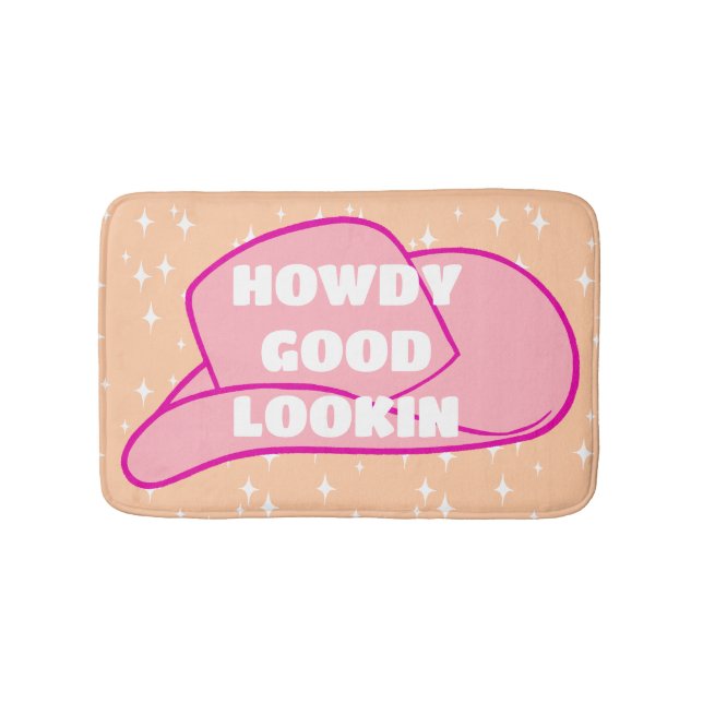Tapis De Bain Howdy Good Loin Rancher Cowboy Casquette Peach (Devant)