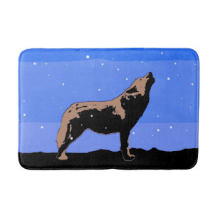 Tapis De Bain Howling Wolf en hiver - Art faunique original