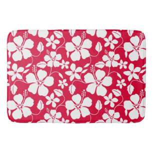 TAPIS DE BAIN HULA HAÏIENNE (HIBISCUS) ROUGE