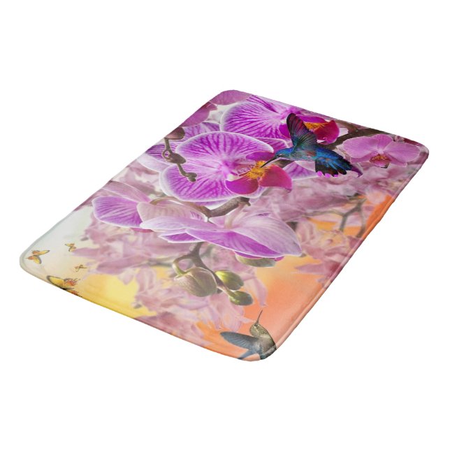 Tapis De Bain Hummingbirds & Flowers Entryway, Home Rug ou Mat (Angle)