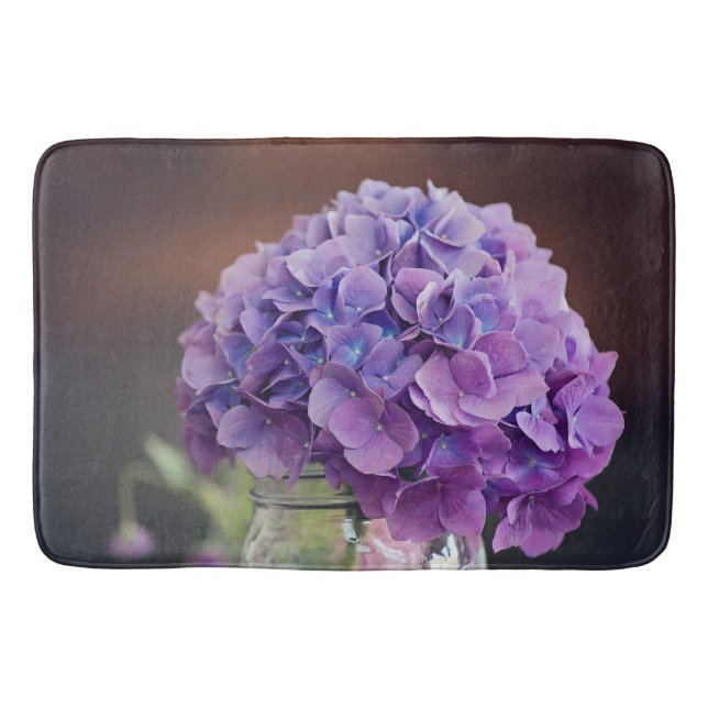 Tapis De Bain Hydrangée violette dans Mason Jar Photo (Devant)