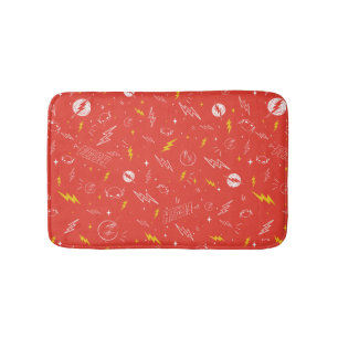 Tapis De Bain Icône de la foudre Flash et motif doodle