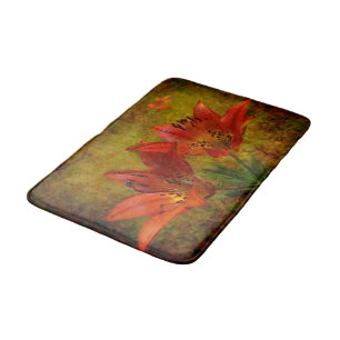 Tapis De Bain Icône Lily de l'Ouest rouge des Prairies texturée