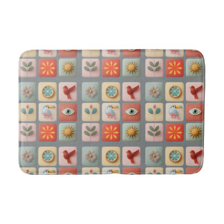 Tapis De Bain Icônes de la nature pastel moderne