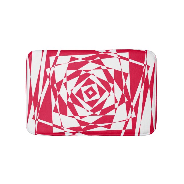 Tapis De Bain Illusion abstraite rouge blanc (Devant)