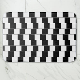 Tapis De Bain Illusion optique en noir et blanc À damiers
