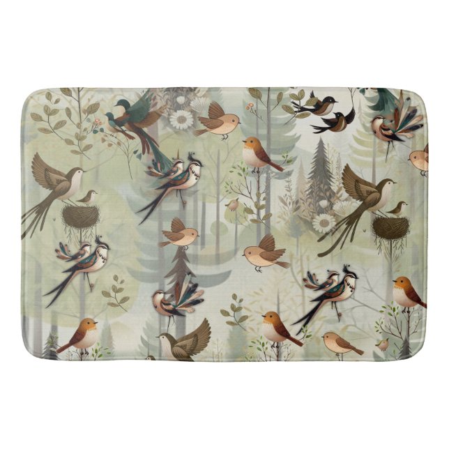 Tapis De Bain Illustration artistique d'oiseaux simplistes de st (Devant)