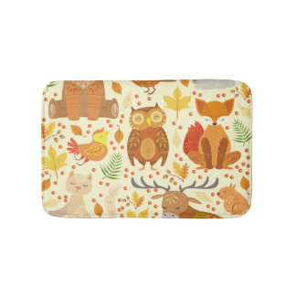 Tapis De Bain Illustration d'animaux de forêt ornementaux.