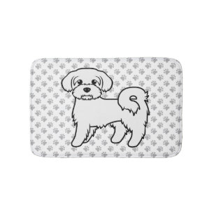 Tapis De Bain Illustration de chien de dessin mignon maltais