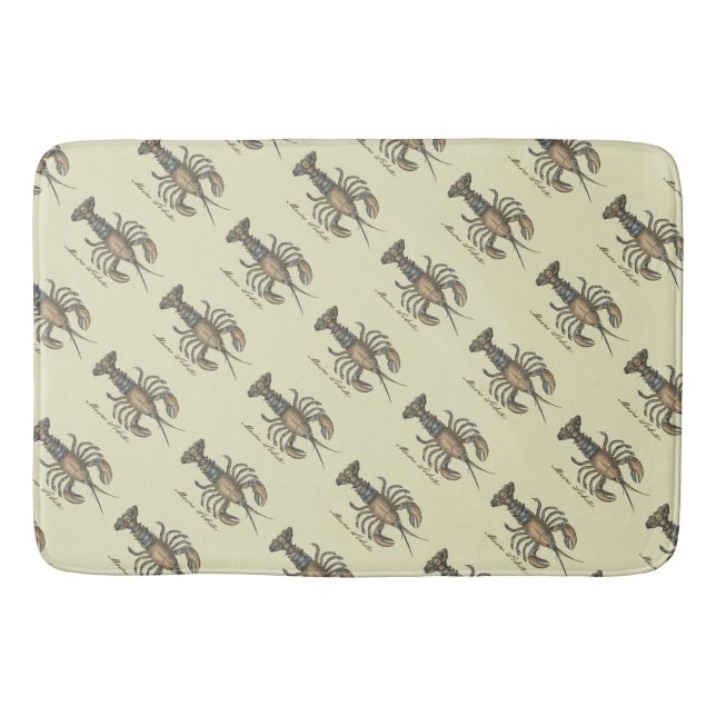 Tapis De Bain Illustration de homard, fruits de mer du Maine (Devant)