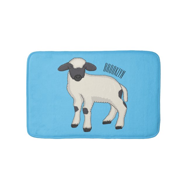 Tapis De Bain Illustration de la caricature de mouton Valais Bla (Devant)