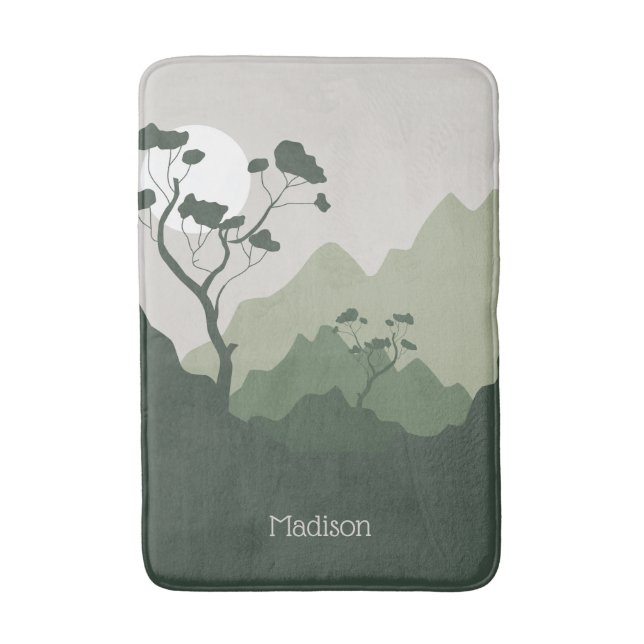 Tapis De Bain Illustration de la nature de nom personnalisé (Devant (Vertical))