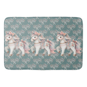 Tapis De Bain Illustration de l'Imaginaire Floral Pastel Horse