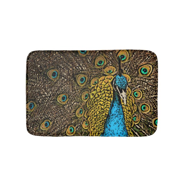 Tapis De Bain Illustration de splendeur de paon (Devant)