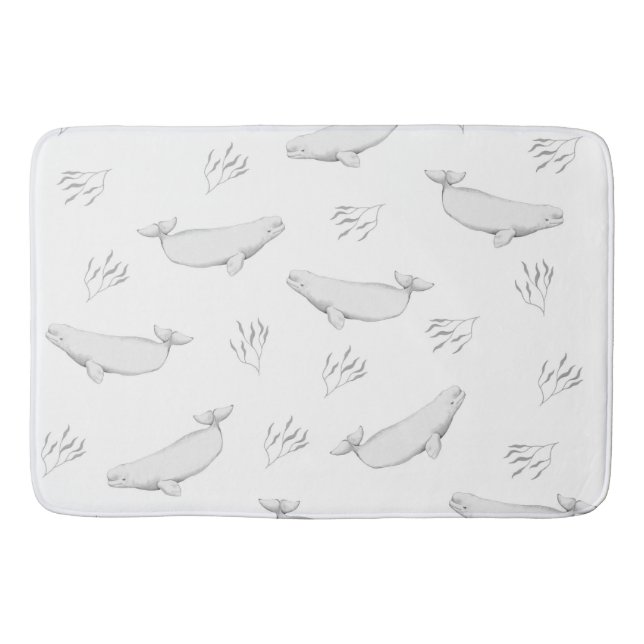 Tapis De Bain Illustration Délicate Des Baleines Beluga Et Des M (Devant)