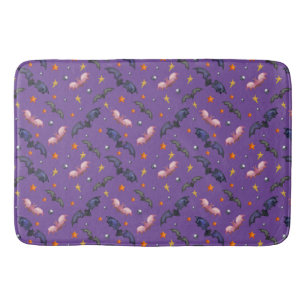 Tapis De Bain Illustration d'Halloween avec chauve-souris et éto