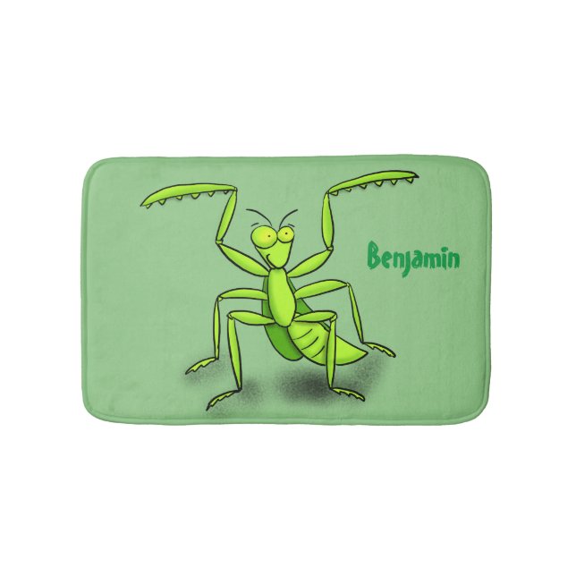 Tapis De Bain Illustration drôle de mante verte en prière (Devant)