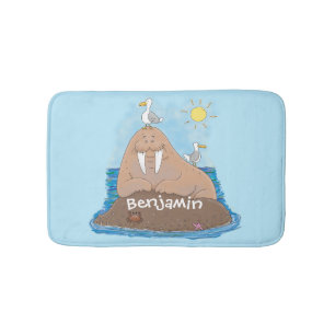 Tapis De Bain Illustration drôle de morse joyeux