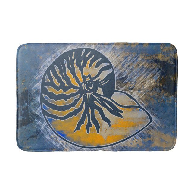 Tapis De Bain Illustration Nautilus, coque, bleu marine (Devant)