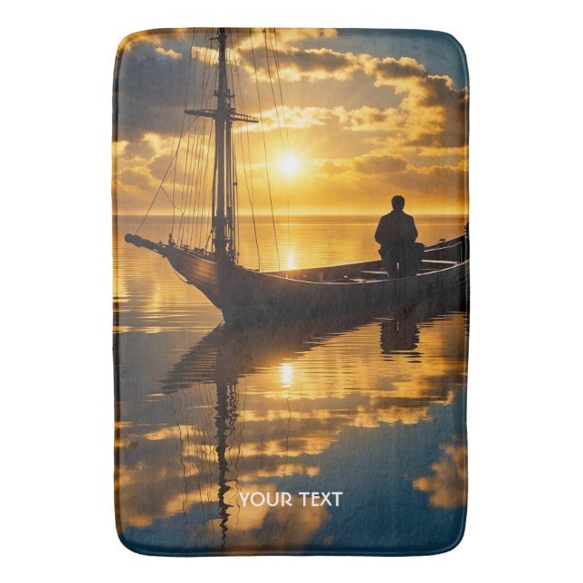 Tapis De Bain Imaginaire Cute Bateau Sunset Sea (devant Vertical)