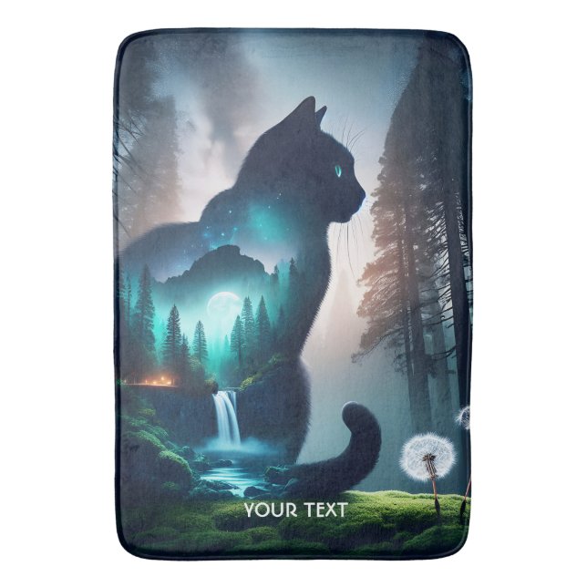 Tapis De Bain Imaginaire Cute Chat Double Exposition (devant Vertical)