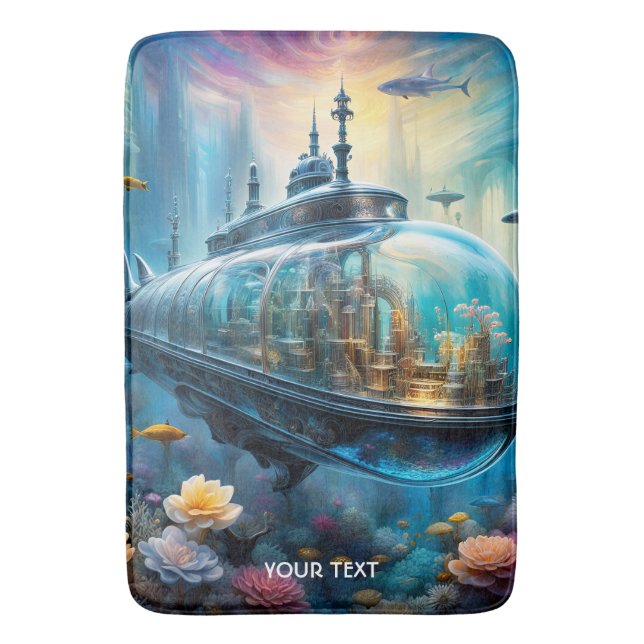 Tapis De Bain Imaginaire Cute Vivid Verre Sous-marin Fleurs (devant Vertical)
