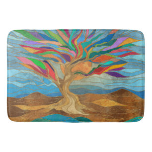Tapis De Bain Imaginaire de feuillage Arbre de mosaïque