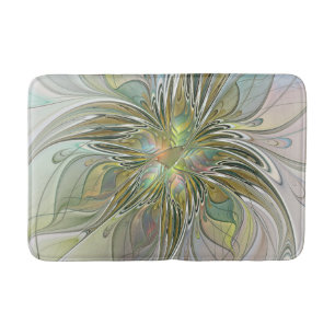 Tapis De Bain Imaginaire Floral Fleur Art Fractal Moderne Avec O