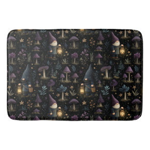 Tapis De Bain Imaginaire foncé Gnome et Motif de champignons