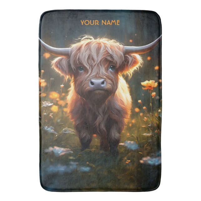 Tapis De Bain Imaginaire Mignonne Highland Baby Cow (devant Vertical)