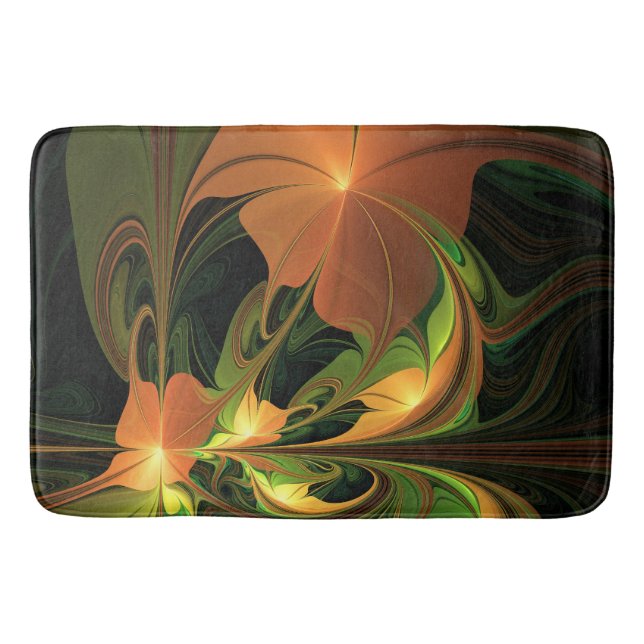 Tapis De Bain Imaginaire Plante Abstrait rouille verte Brown fra (Devant)