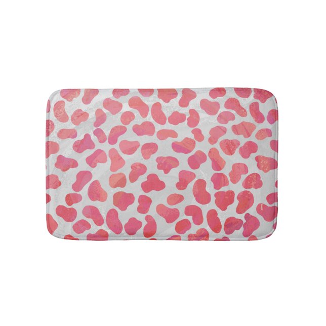 Tapis De Bain Impression dalmate rose et blanc (Devant)