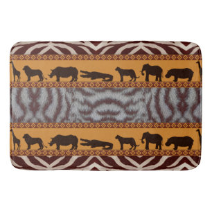 Tapis De Bain Impression d'animal de Tigre Blanc Tribal Africain
