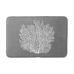 Tapis De Bain Impression de corail de ventilateur, Argent pâle s
