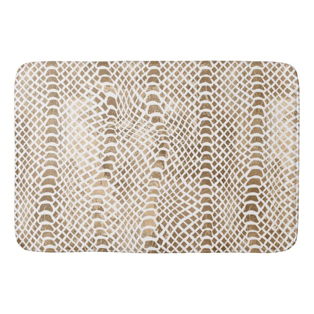 Tapis De Bain Impression de serpent blanc or (Devant)